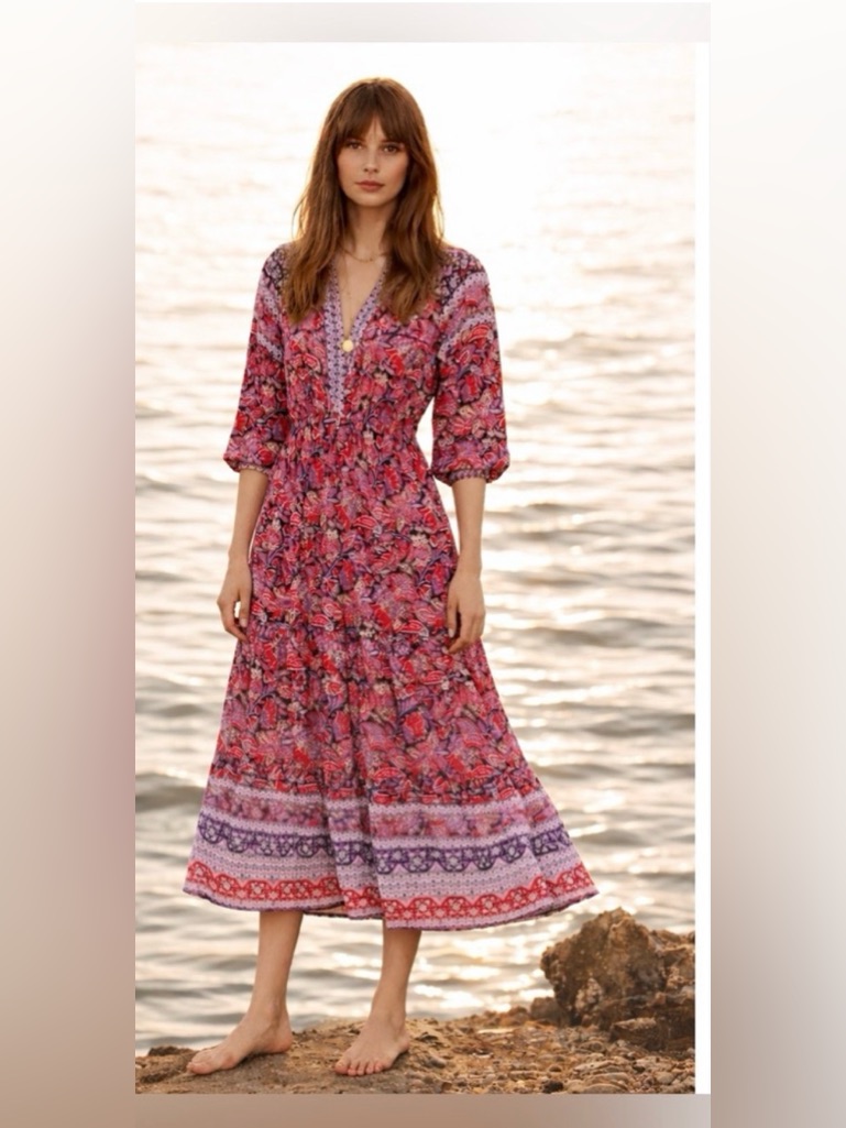 Xirena Pink And Purple Midi Dress